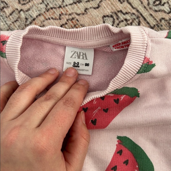 Zara Pink and Green Watermelon Kids Hoodie - Picture 2 of 5